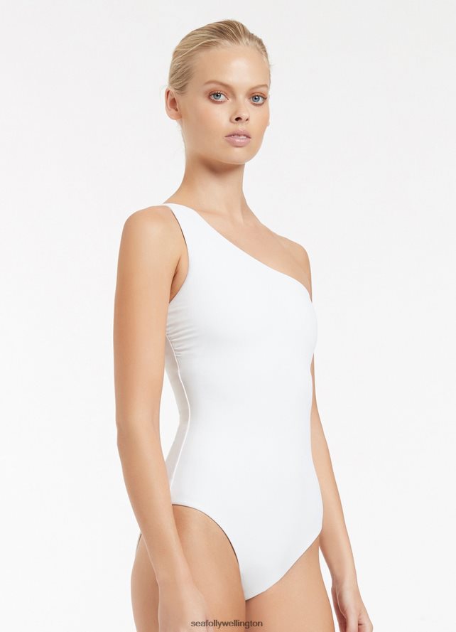 Seafolly Women Jetset One Shoulder One Piece Swimwear White LT08Z875