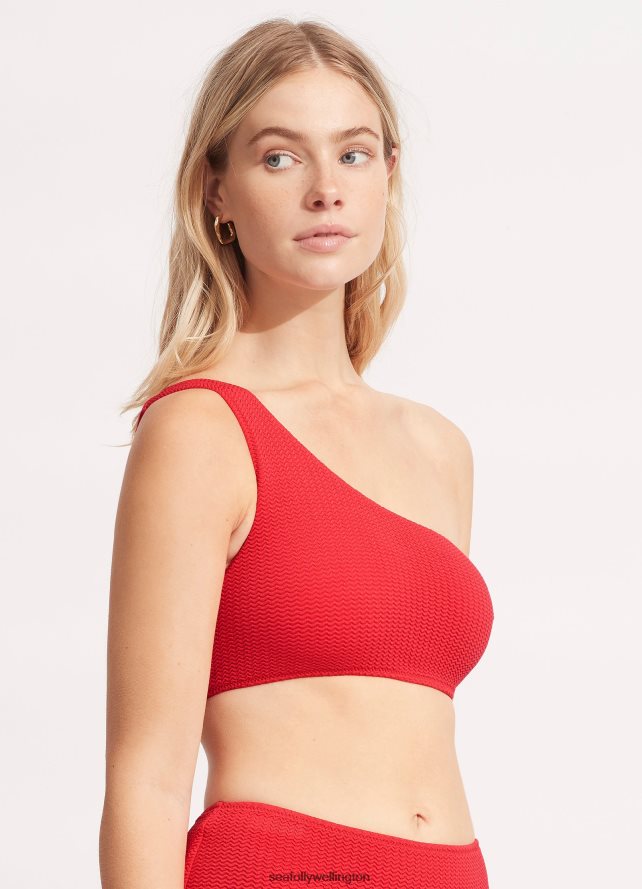 Seafolly Women Sea Dive One Shoulder Top Swimwear Chilli Red LT08Z8396