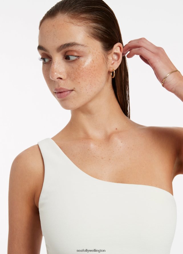 Seafolly Women Versa Rib One Shoulder One Piece Swimwear Black/Cream LT08Z849