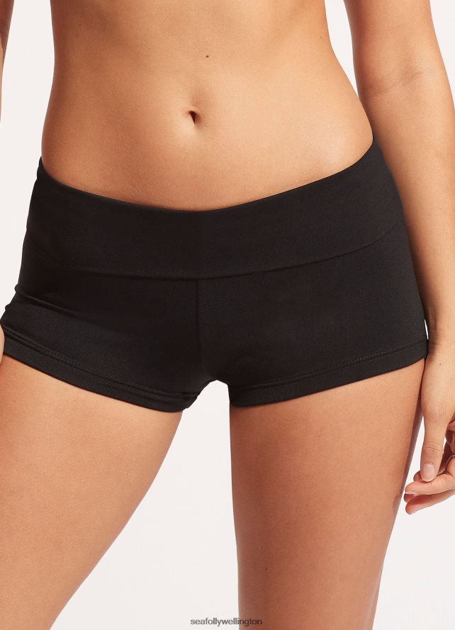 Seafolly Women Collective Roll Top Boyleg Swimwear Black LT08Z8200