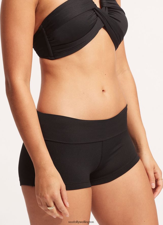 Seafolly Women Collective Roll Top Boyleg Swimwear Black LT08Z8200