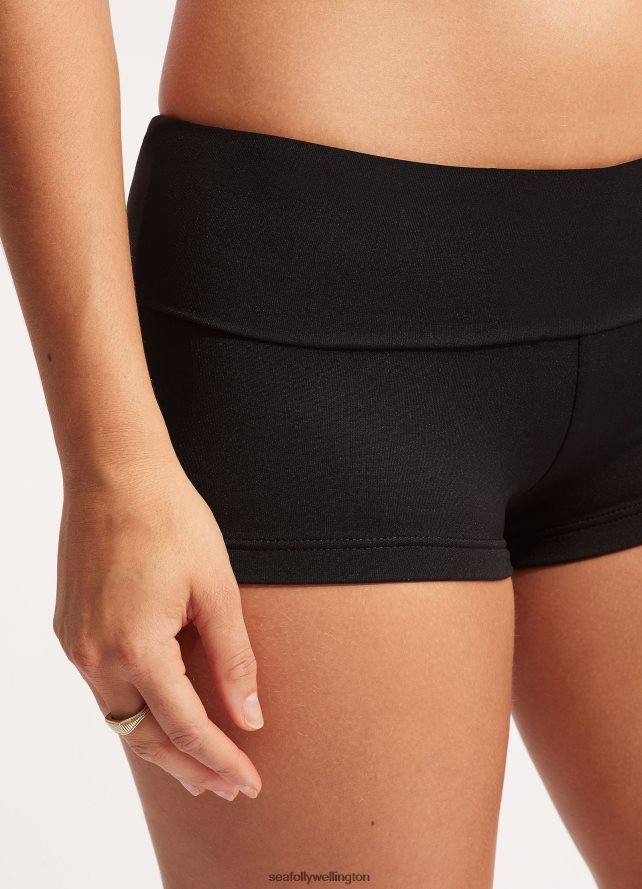 Seafolly Women Collective Roll Top Boyleg Swimwear Black LT08Z8200