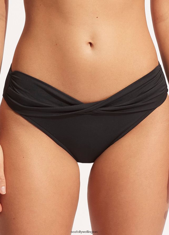 Seafolly Women Collective Twist Band Hipster Swimwear Black LT08Z8191