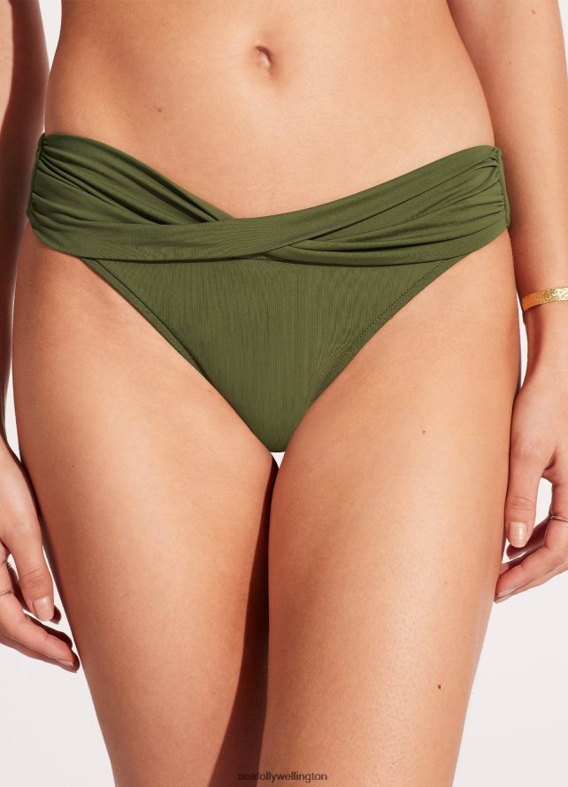 Seafolly Women Collective Twist Band Hipster Swimwear Olive LT08Z8518