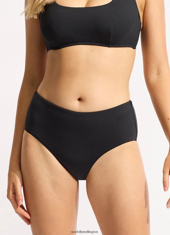 Seafolly Women Collective Wide Side Retro Swimwear Black LT08Z8195
