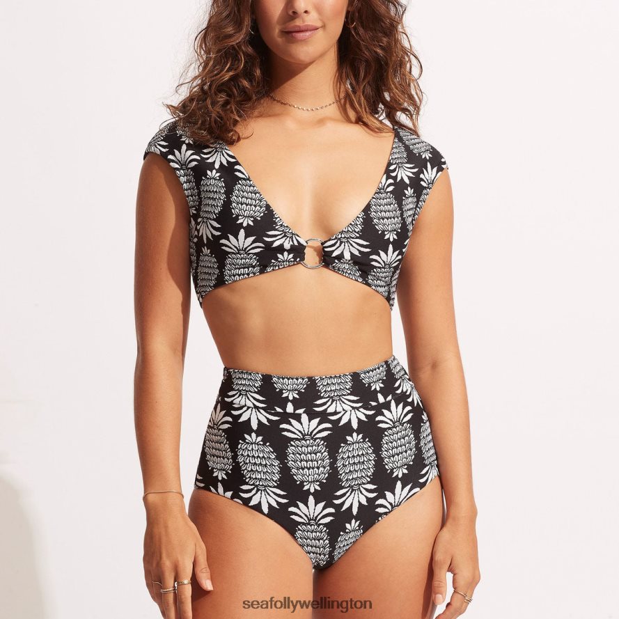 Seafolly Women Corsica Cap Sleeve Tank Swimwear Black LT08Z8564