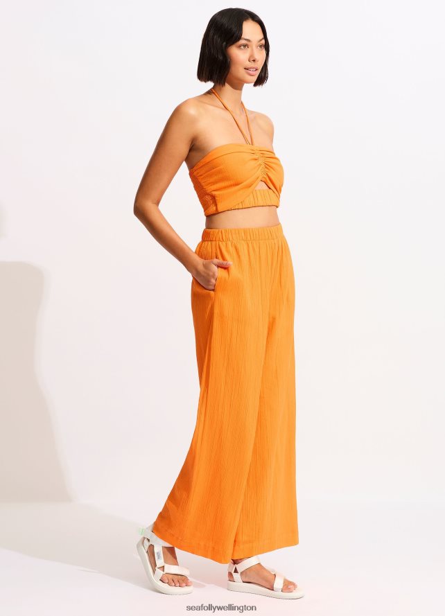 Seafolly Women Crinkle Crop Top Swimwear Mandarin LT08Z8738