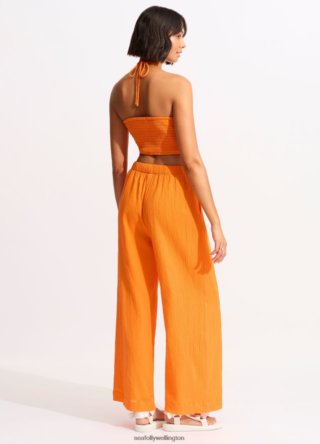 Seafolly Women Crinkle Crop Top Swimwear Mandarin LT08Z8738