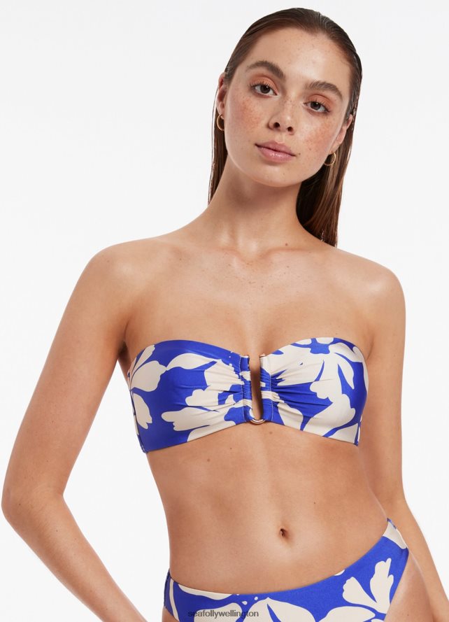 Seafolly Women Emporio Bandeau Top Swimwear Sapphire LT08Z8380