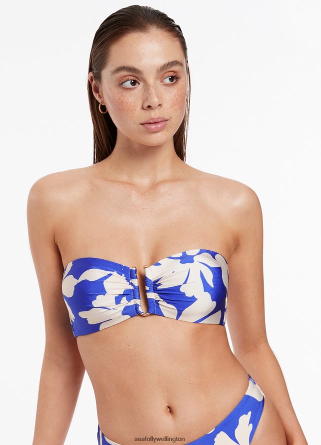 Seafolly Women Emporio Bandeau Top Swimwear Sapphire LT08Z8380