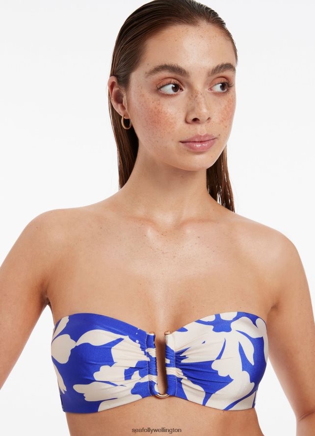 Seafolly Women Emporio Bandeau Top Swimwear Sapphire LT08Z8380