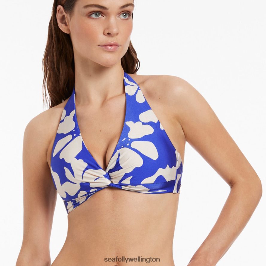 Seafolly Women Emporio D-Dd Twist Front Top Swimwear Sapphire LT08Z8468
