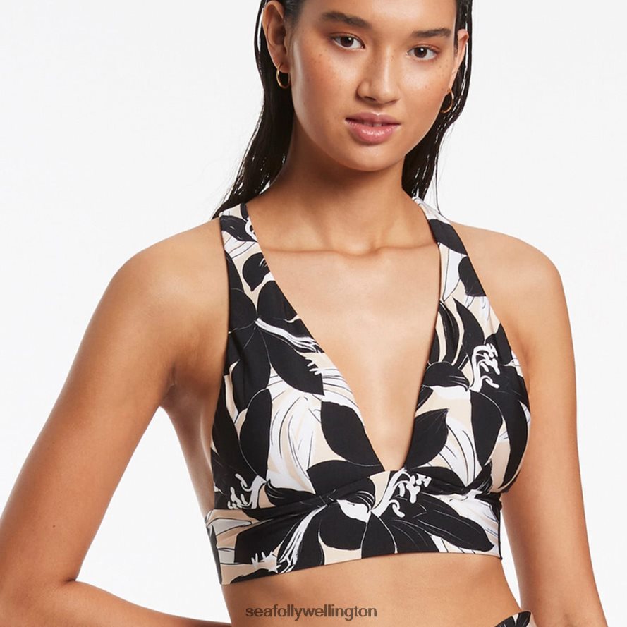 Seafolly Women Floreale Soft Tri Top Swimwear Black LT08Z8493