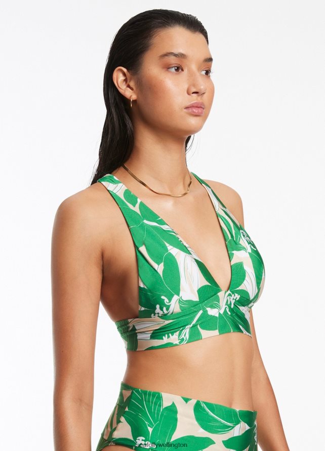 Seafolly Women Floreale Soft Tri Top Swimwear Green LT08Z8563