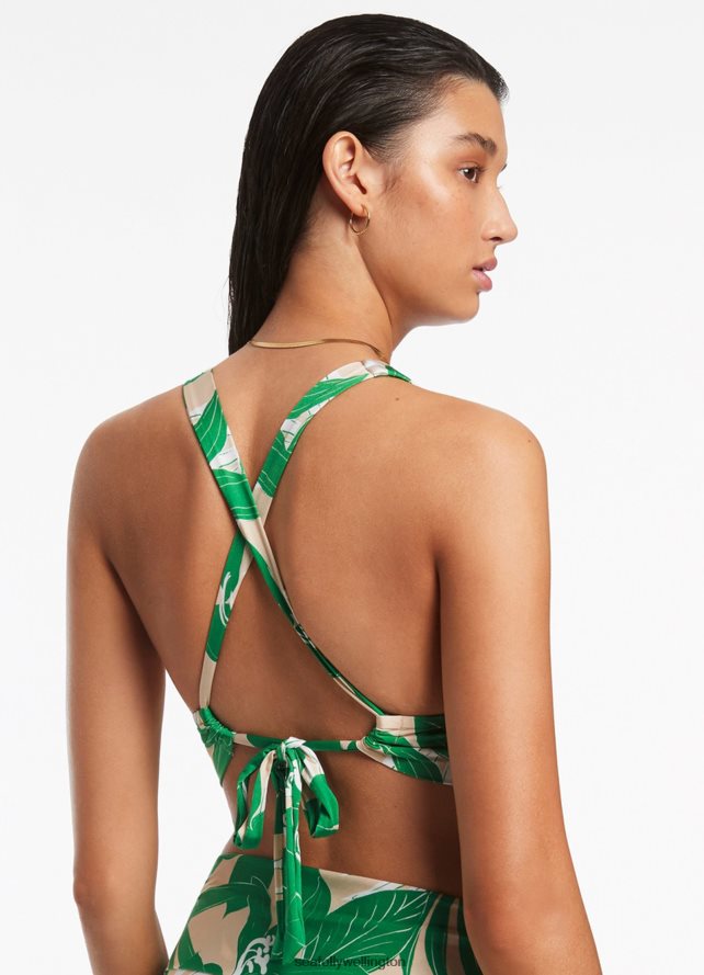 Seafolly Women Floreale Soft Tri Top Swimwear Green LT08Z8563