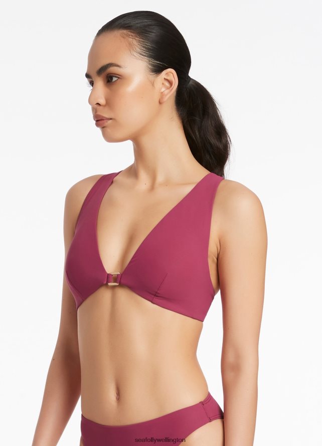 Seafolly Women Jetset Halter Tie Top Swimwear Orchid LT08Z8607