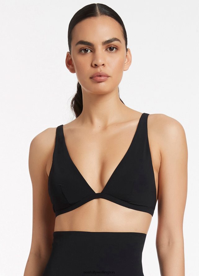 Seafolly Women Jetset Tri Top Swimwear Black LT08Z8293