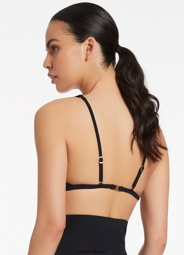 Seafolly Women Jetset Tri Top Swimwear Black LT08Z8293