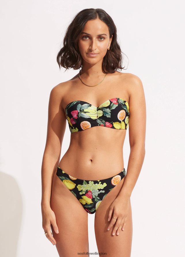 Seafolly Women Lemoncello High Cut Rio Swimwear Black LT08Z8584
