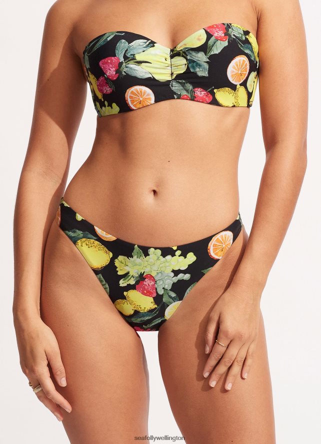 Seafolly Women Lemoncello High Cut Rio Swimwear Black LT08Z8584