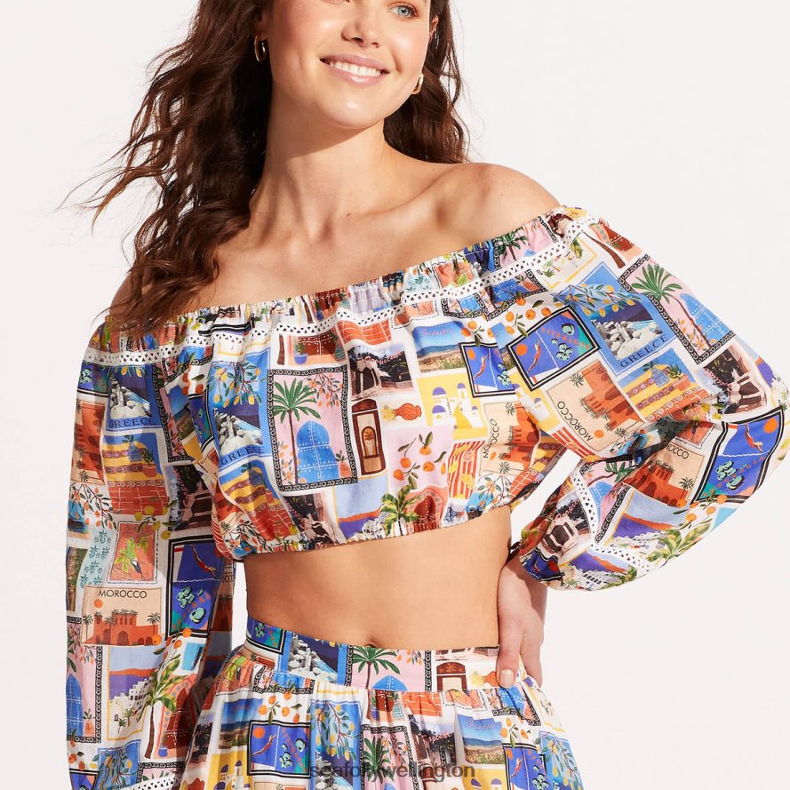 Seafolly Women On Vacation Crop Top Swimwear Azure LT08Z8743