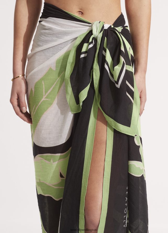 Seafolly Women Palm Paradise Pareo Swimwear Black LT08Z8723