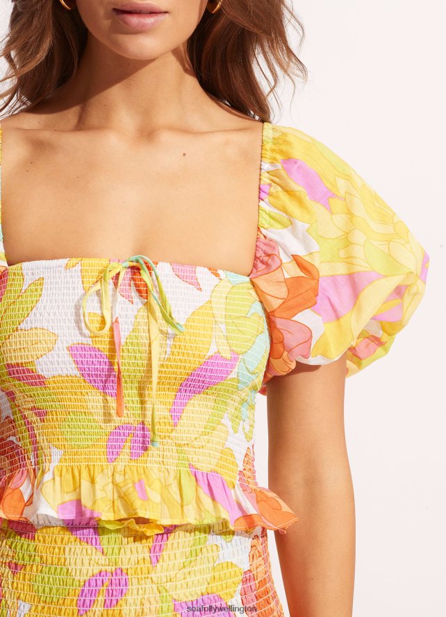 Seafolly Women Palm Springs Shirring TopLime Light Swimwear Limelight LT08Z8740