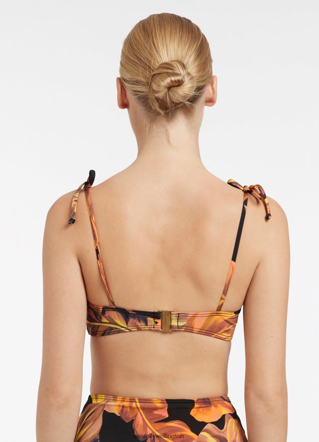 Seafolly Women Palmas Twist Front Top Swimwear Black LT08Z8602