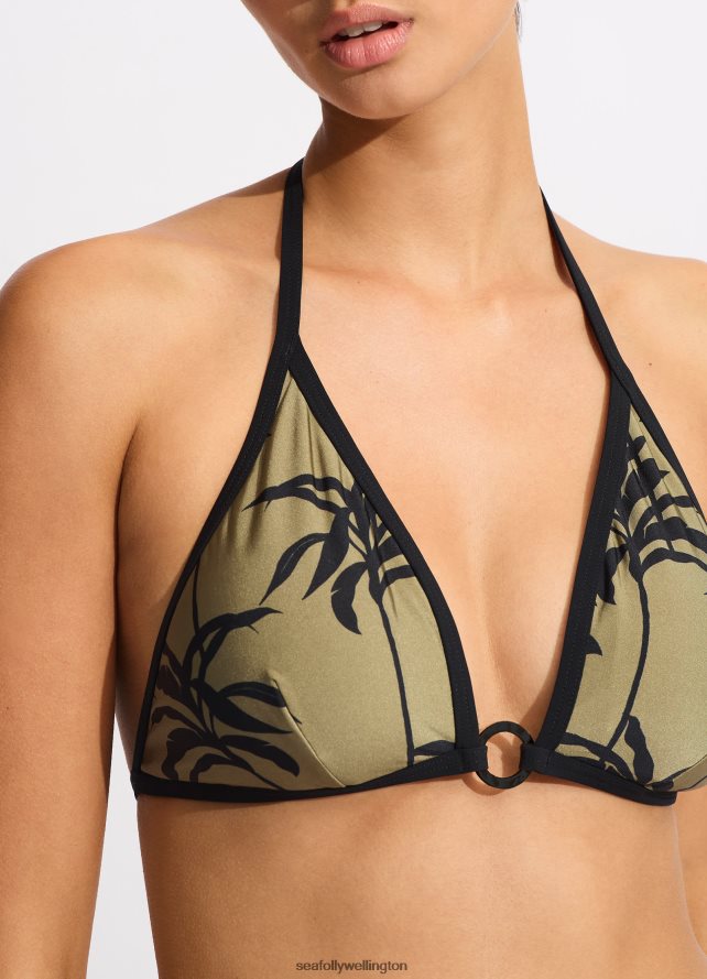 Seafolly Women Palme Halter Top Swimwear Olive LT08Z8483
