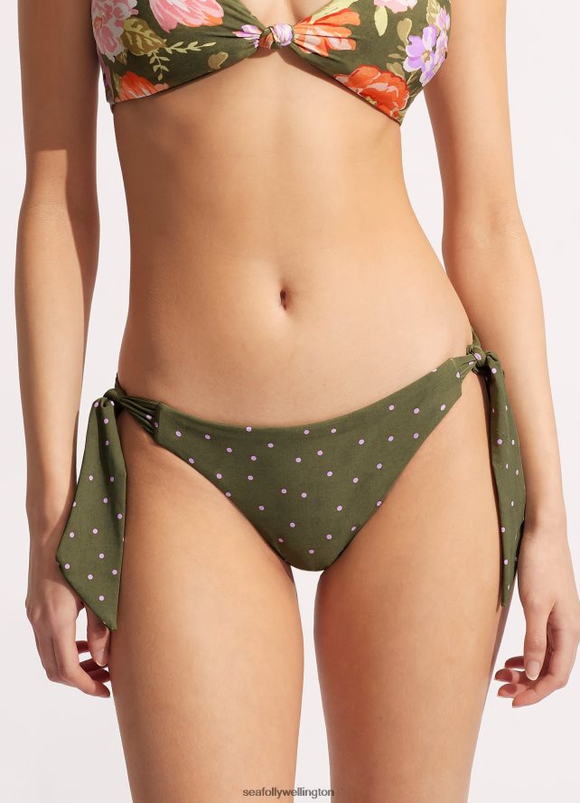 Seafolly Women Paradise Garden Hipster Tie SideAvocado Spot Swimwear Fashion LT08Z8598