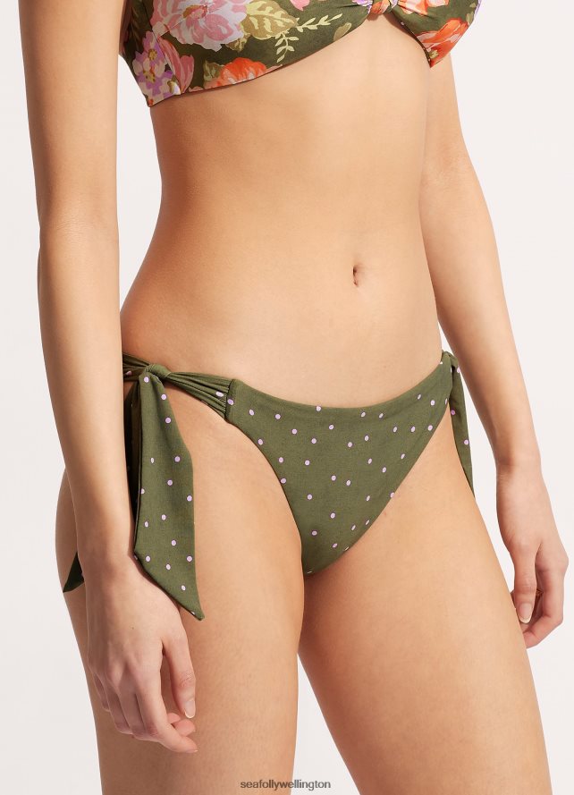 Seafolly Women Paradise Garden Hipster Tie SideAvocado Spot Swimwear Fashion LT08Z8598
