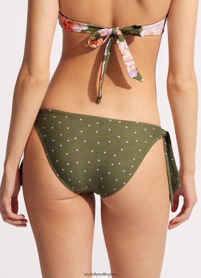 Seafolly Women Paradise Garden Hipster Tie SideAvocado Spot Swimwear Fashion LT08Z8598