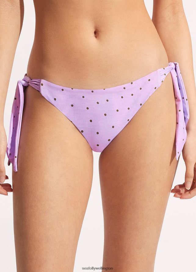 Seafolly Women Paradise Garden Hipster Tie SideLilac Spot Swimwear Fashion LT08Z8596