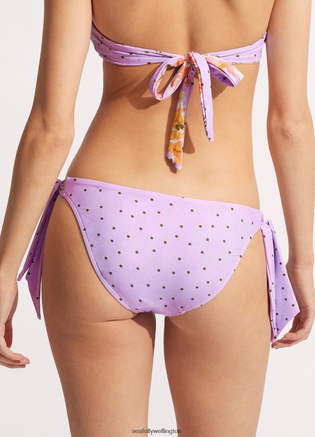 Seafolly Women Paradise Garden Hipster Tie SideLilac Spot Swimwear Fashion LT08Z8596