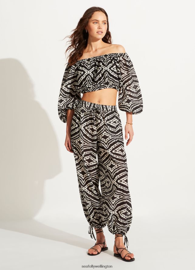 Seafolly Women Zanzibar Crop Top Swimwear Black LT08Z8744