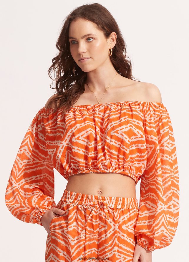 Seafolly Women Zanzibar Crop Top Swimwear Mandarin LT08Z8739