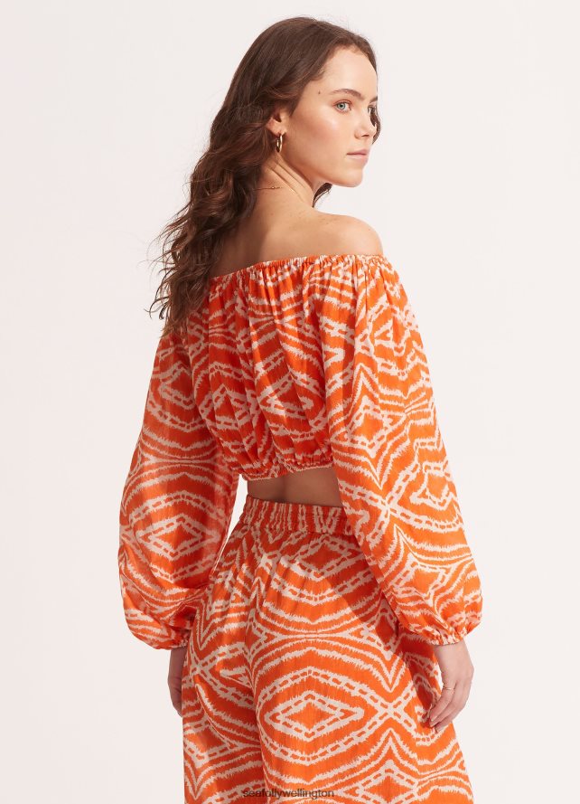 Seafolly Women Zanzibar Crop Top Swimwear Mandarin LT08Z8739