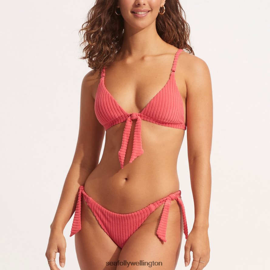 Seafolly Women Havana Fixed Tri Swimwear Sun Kissed Coral LT08Z8438